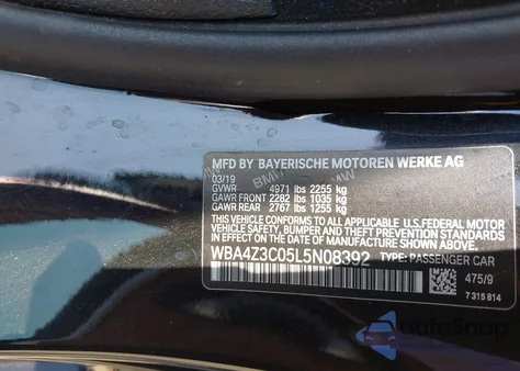 2020 BMW 430I xDrive z USA, uszkodzony, nr VIN WBA4Z3C05L5N08392